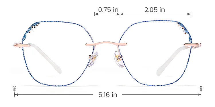 Laec rose gold blue   Metal  Eyeglasses, size view