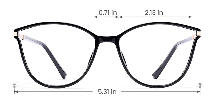 Darleen black   Plastic  Eyeglasses, size view
