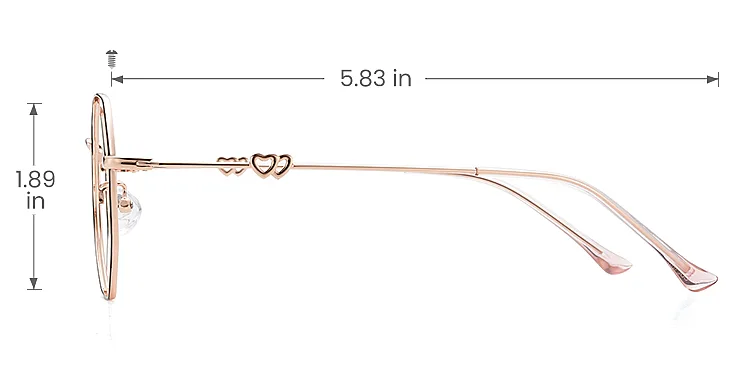 Megan pink   Metal  Eyeglasses, size view