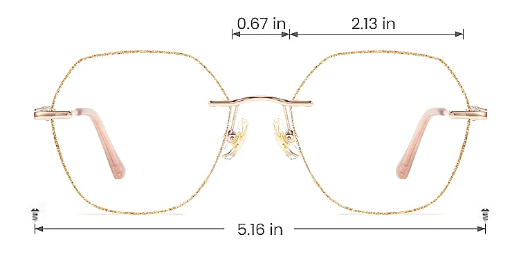Gem gold champagne   Metal  Eyeglasses, size view
