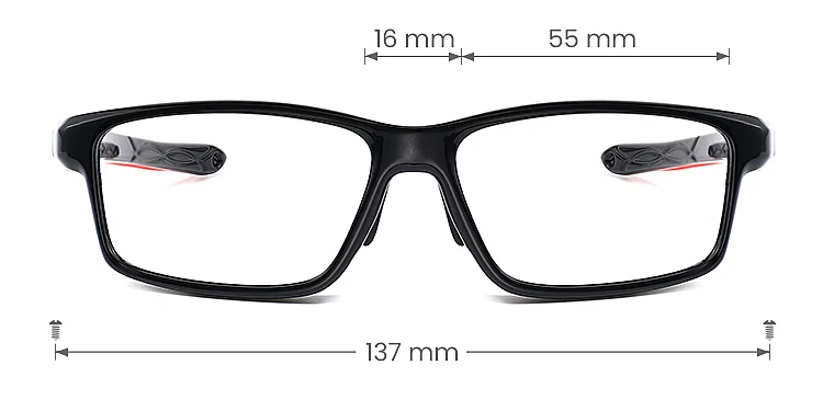 Edward black red   TR90  Eyeglasses, size view