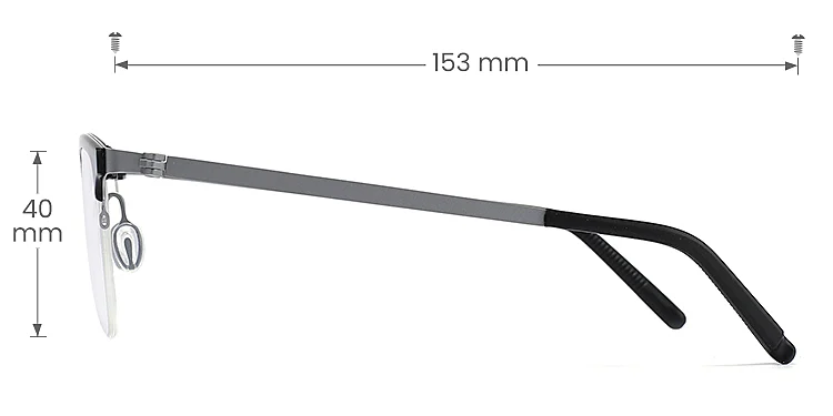 Hatem black silver   Plastic  Eyeglasses, size view