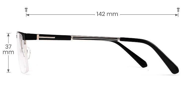 Warren matte black silver   Metal  Eyeglasses, size view