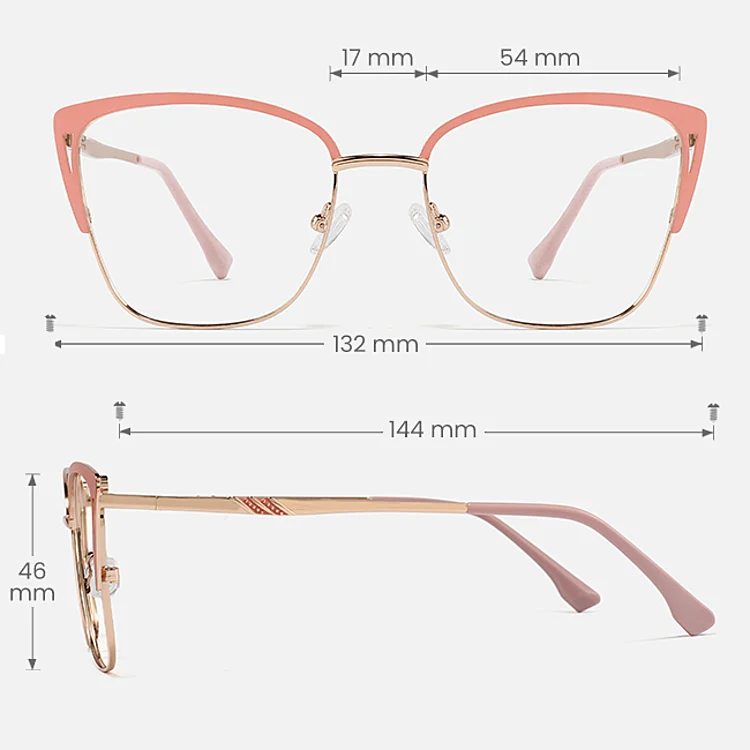 Aba pink   Metal  Eyeglasses, size view