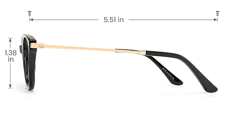 Yilia black   TR90  Eyeglasses, size view