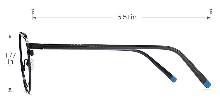 Hamid black   Metal  Eyeglasses, size view