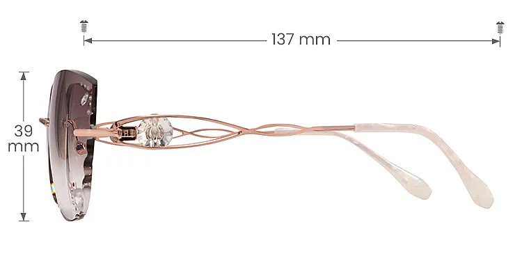 Mignon rose gold   Metal  Sunglasses, size view