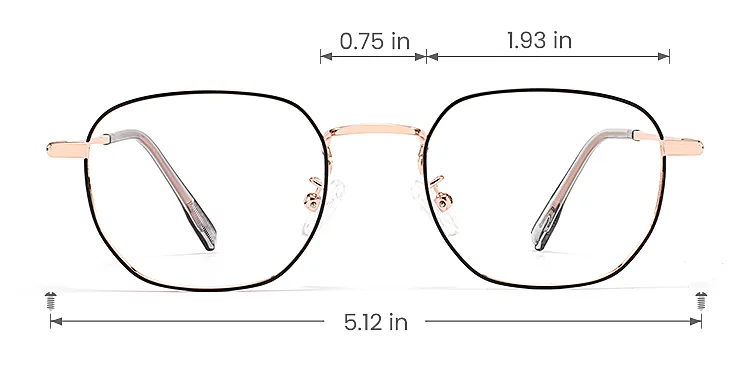 Hajna black rose gold   Metal  Eyeglasses, size view