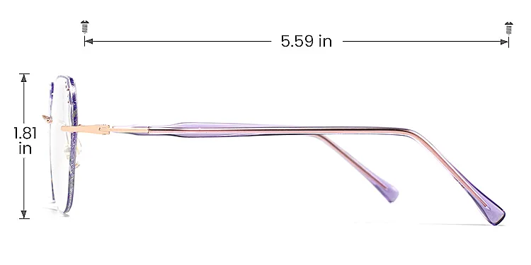 Laec purple silver   Metal  Eyeglasses, size view