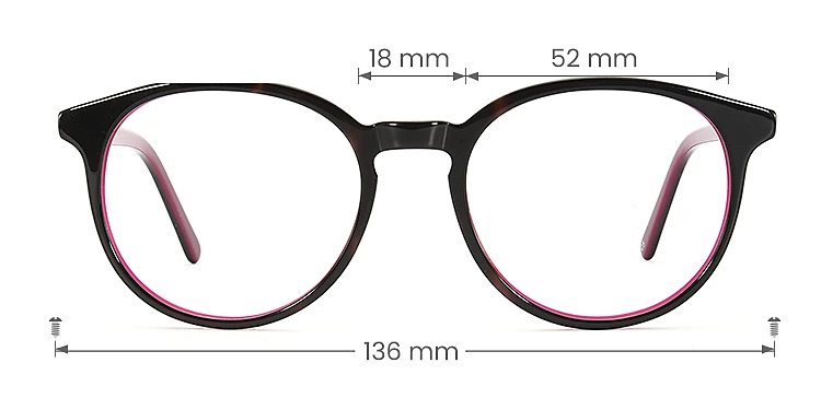 Kelly black red   Acetate  Eyeglasses, size view