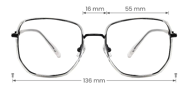 Charlie black clear   Plastic  Eyeglasses, size view