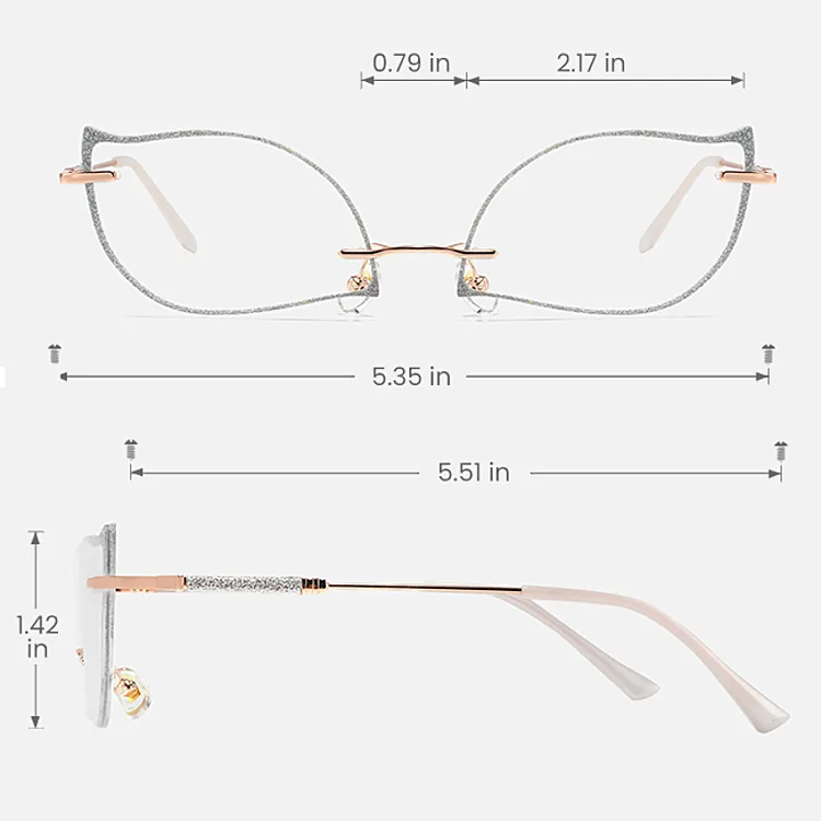 Nalani silver   Metal  Eyeglasses, size view