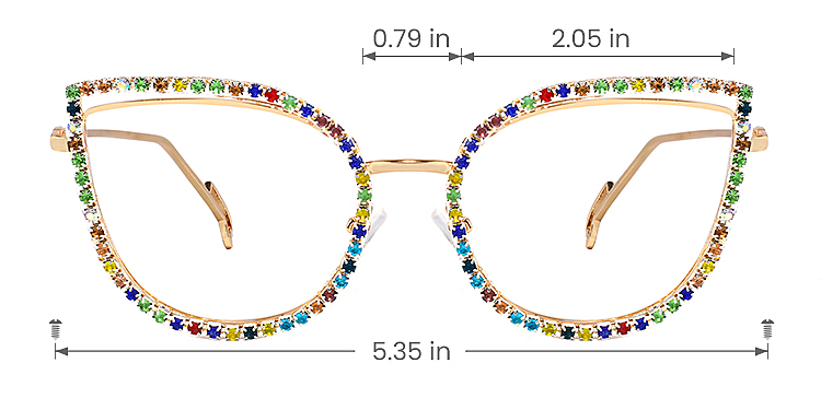 Shea colorful diamond   Metal  Eyeglasses, size view
