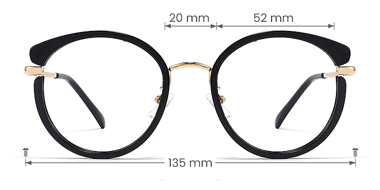 Renata black   TR90  Eyeglasses, size view