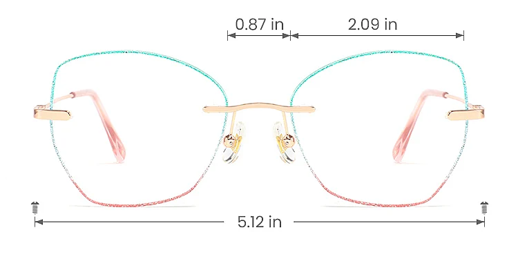 Giovanna green pink   Metal  Eyeglasses, size view