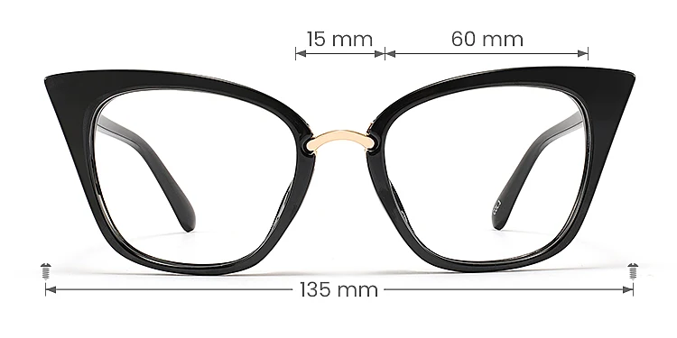 Fara black   Plastic  Eyeglasses, size view