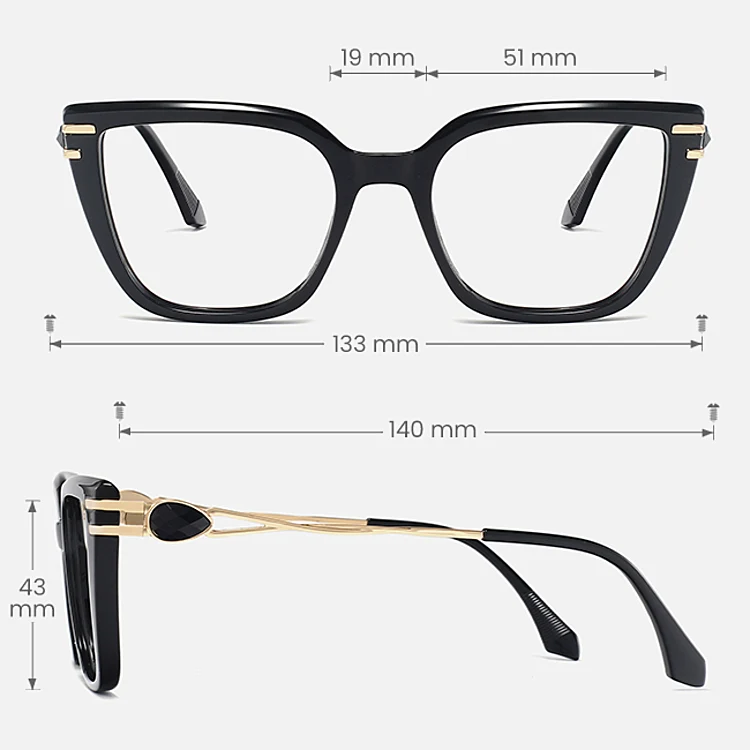 Anella black   Plastic  Eyeglasses, size view