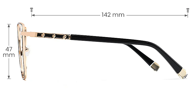 Aiko black   Metal  Eyeglasses, size view