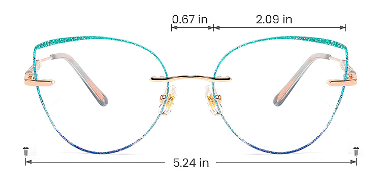 Glamour green blue   Metal  Eyeglasses, size view