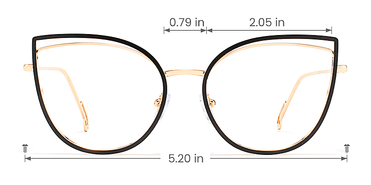 Romy black gold   Metal  Eyeglasses, size view
