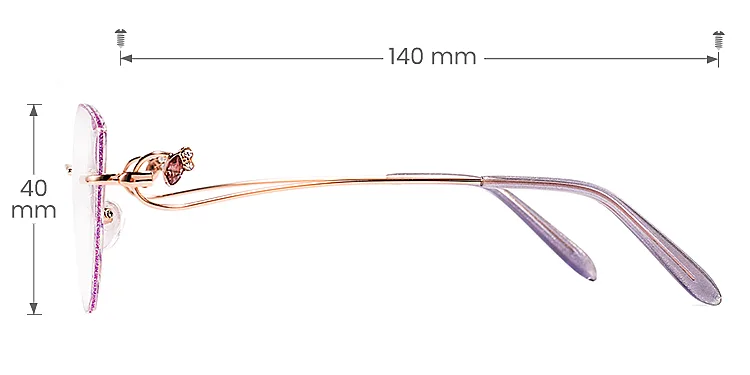 Maeve rose gold purple   Metal  Eyeglasses, size view