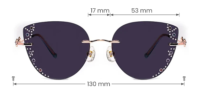 Twinkling star rose gold   Metal  Sunglasses, size view