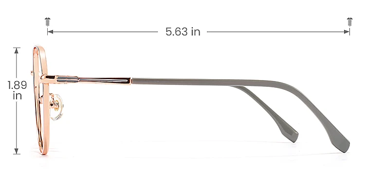 Barbara grey pink   Metal  Eyeglasses, size view