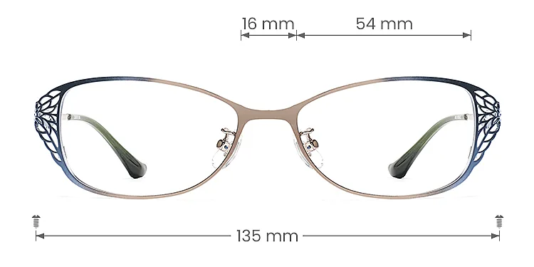 Leaf blue gold   Metal  Eyeglasses, size view