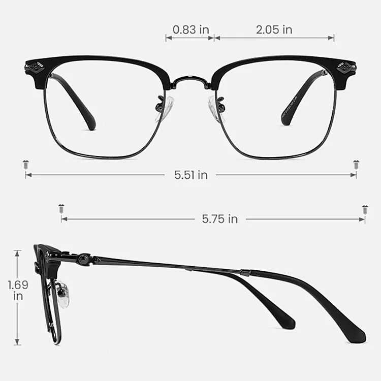 Emeka black   Metal  Eyeglasses, size view