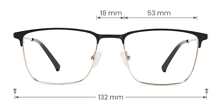 Vito black gold   Metal  Eyeglasses, size view