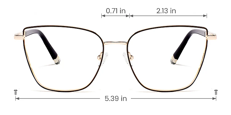 Aiko black   Metal  Eyeglasses, size view