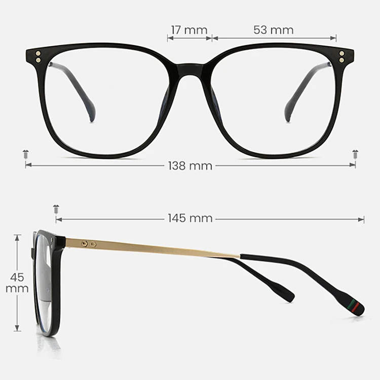 Ethan black   TR90  Eyeglasses, size view