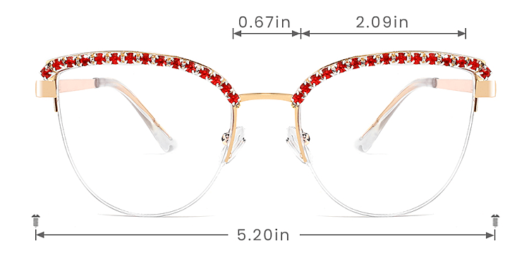 Morning red diamond   Metal  Eyeglasses, size view