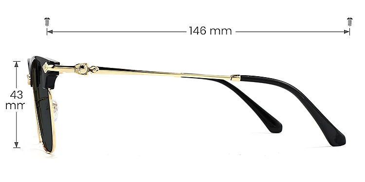 Emeka black gold   Metal  Sunglasses, size view
