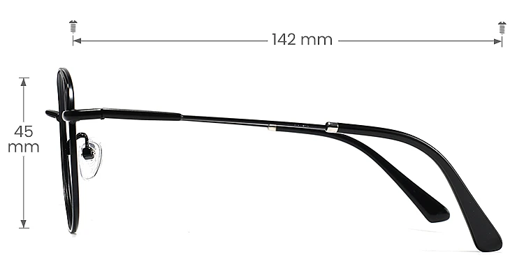 Sabina black   Metal  Eyeglasses, size view