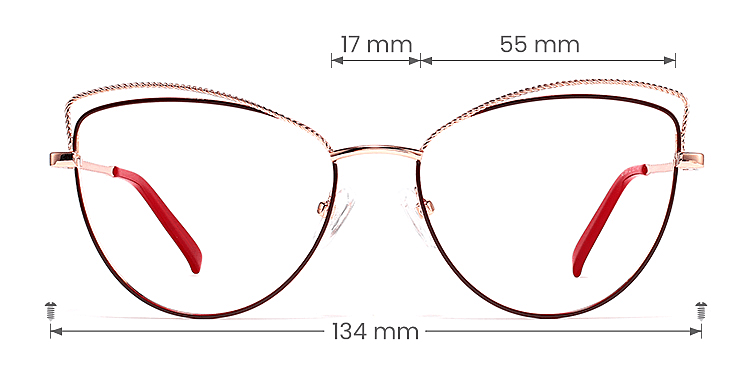 Salley red gold   Metal  Eyeglasses, size view