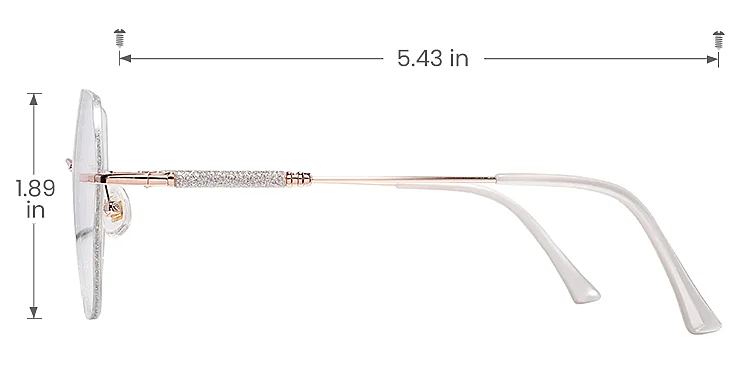 Gem rose gold silver   Metal  Eyeglasses, size view