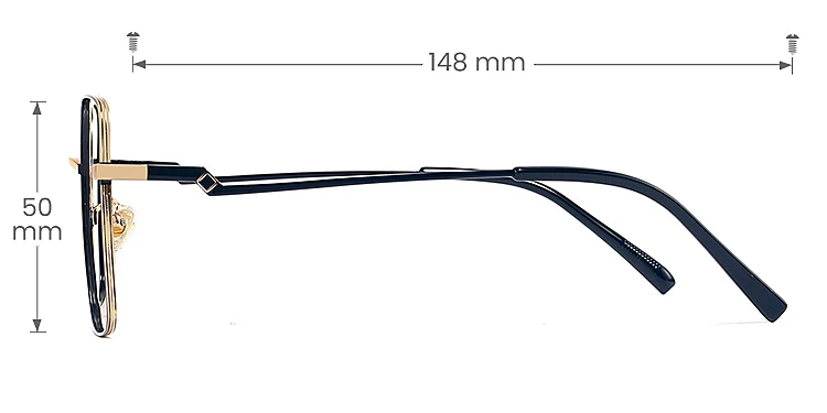 Dalia black gold   Metal  Eyeglasses, size view