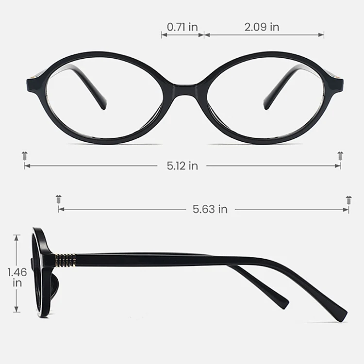Zoya black   Plastic  Eyeglasses, size view
