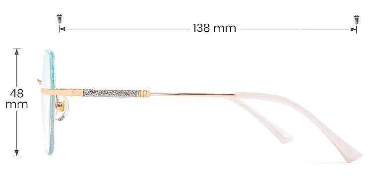 Gem gradient green   Metal  Eyeglasses, size view
