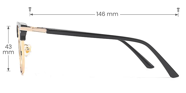 Lyric black gold   Plastic  Eyeglasses, size view