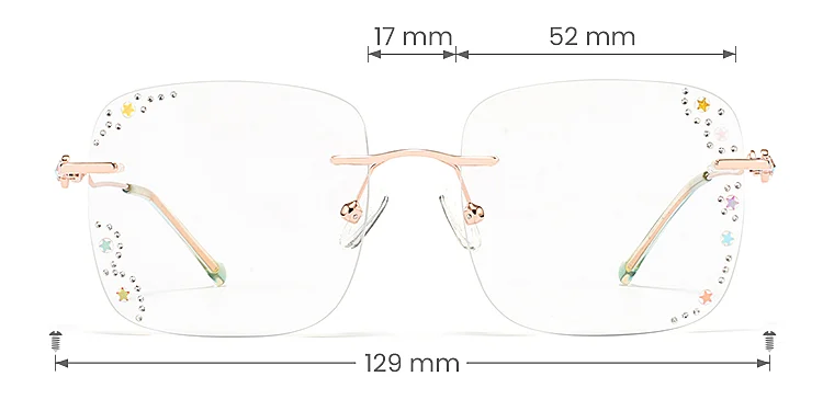 Colorful Star rose gold   Metal  Eyeglasses, size view