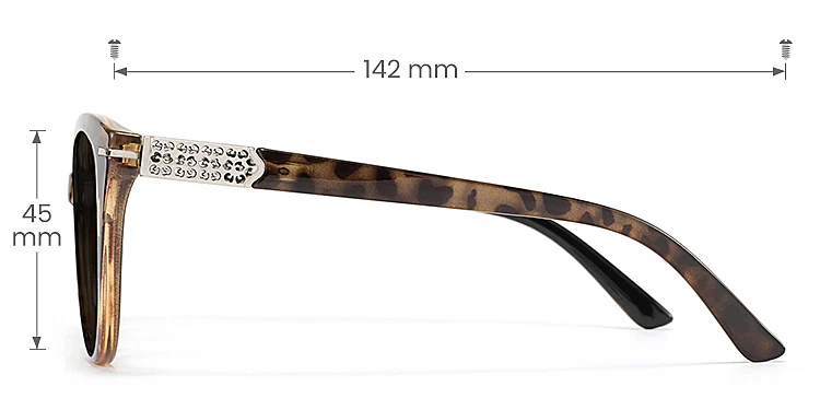 Xenia brown tortoise   TR90  Sunglasses, size view