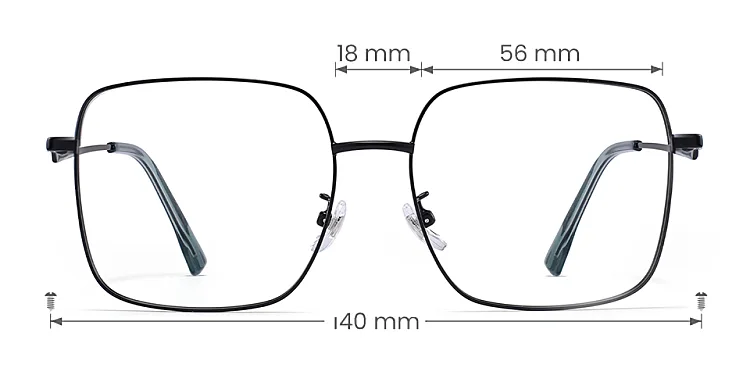 Dorothy black   Metal  Eyeglasses, size view