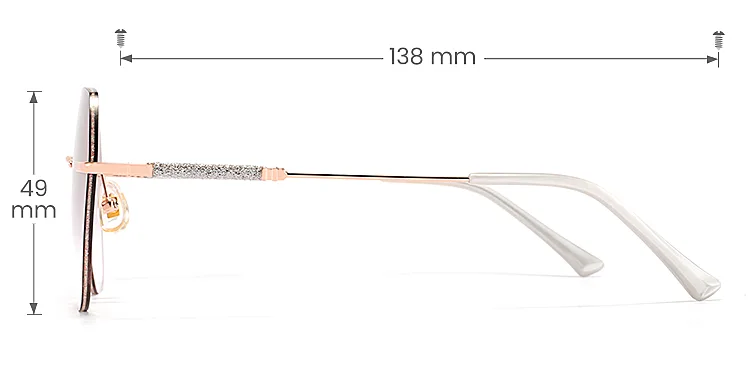 Crystal rose gold   Metal  Sunglasses, size view