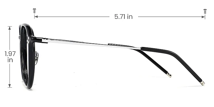 Hayes black   Titanium  Eyeglasses, size view