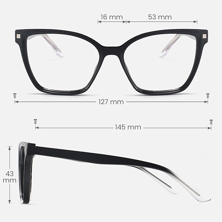 Nadia black   Plastic  Eyeglasses, size view