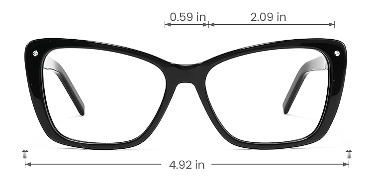 Belle black   Acetate  Eyeglasses, size view