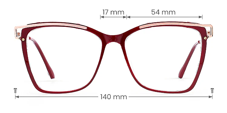 Cili burgundy   Plastic  Eyeglasses, size view