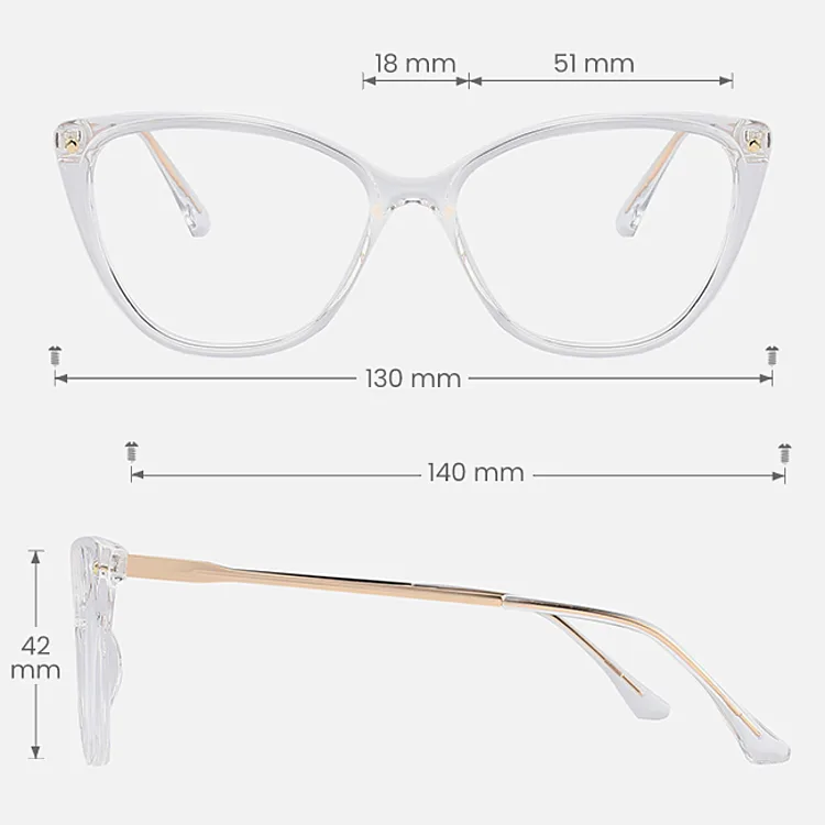 Evetta clear   Plastic  Eyeglasses, size view